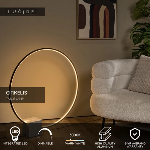 Lucide CIRKELIS - Table lamp - Ø 83 cm - LED Dim. - 1x24W 3000K - Black - USP